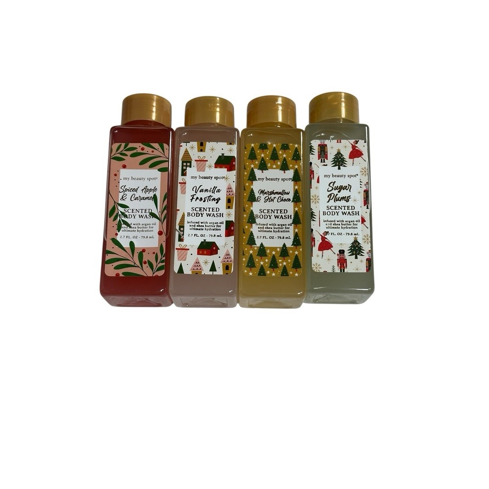MY BEAUTY SPOT set of 4 scented body wash 2.7 oz MIXED HOLIDAY‎ SCENTS